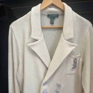 Vintage Ralp Lauren polo cardigan cream with silver buttons new!! With tags